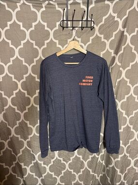 Men's Long Sleeve Navy Shirt with Orange Logo Size Medium Ford